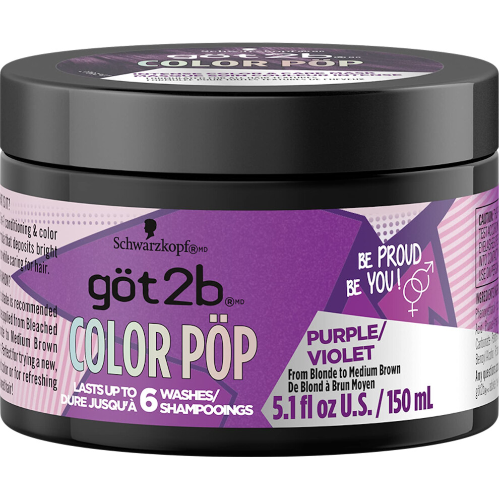 Got2B Color Pop Semi-Permanent Hair Color Mask  Purple  5.1 oz