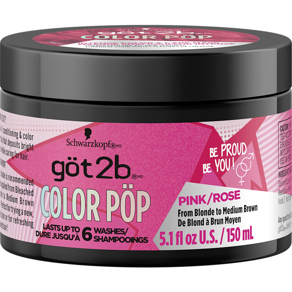 Got2B Color Pop Semi-Permanent Hair Color Mask  Pink  5.1 oz