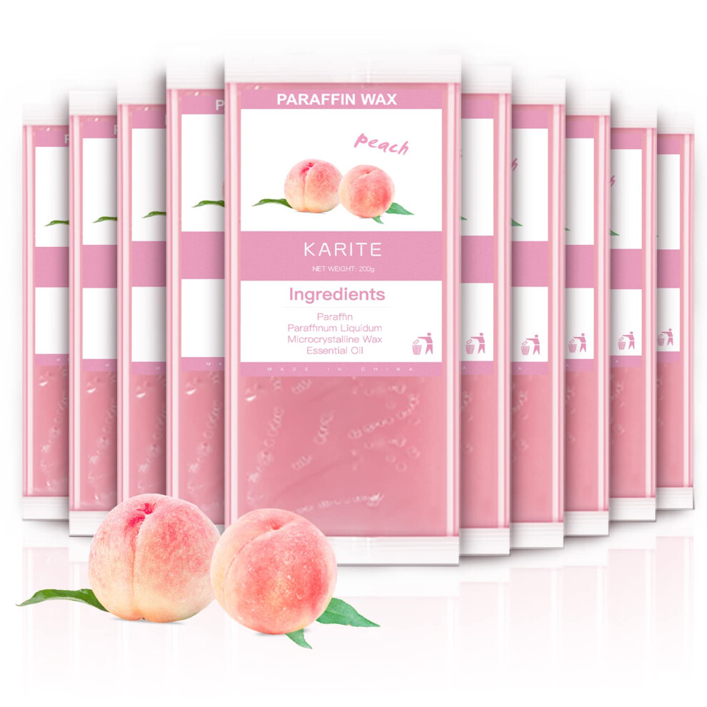 ?A??T? Karite Paraffin Wax Refills, 10 Pack Peach Scented Paraffin Wax Beads Blocks For Paraffin Bath, Paraffin Wax Machine Refills For Hand Feet Dry Skin,Rr