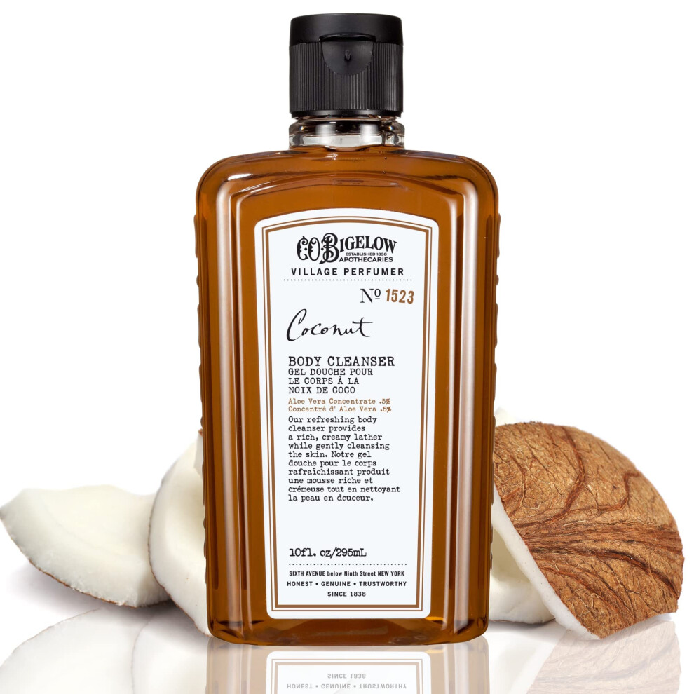 C. O. Bigelow C.o. Bigelow Coconut Body Cleanser Village Perfumer Moisturizing Gentle Body Wash For Men & Women With Aloe Vera Sodium Pca And Glycerin 10 Fl Oz