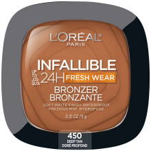 L'Oreal Paris Infallible 24H Fresh Wear Soft Matte Longwear Bronzer, Waterproof, Deep Tan, 0.31 oz