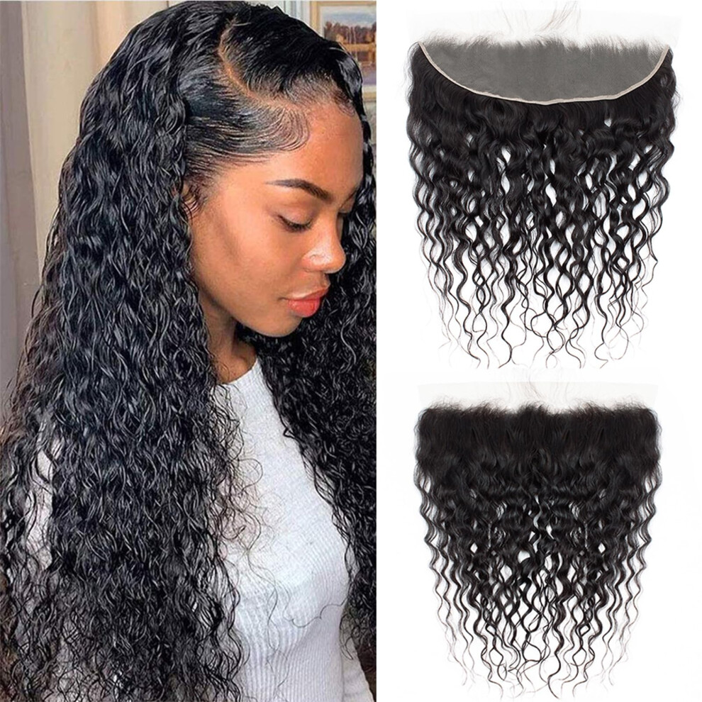 Kongeligt Indtryk Unisex Not,Specified Water Wave Ear To Ear 13X4 Hd Lace Frontal Closure 100% Unprocessed Brazilian Virgin Human Hair Lace Frontal Closure 180% Density Brazilian Remy Wet A