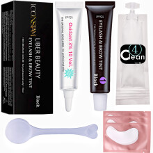 Wimpernfarbeset Schwarz fur zu Hause, Augenbrauen-Wimpernfarbung, dauerhafte schwarze Farbe, 8 Wochen, professionelles Training, Wimpernfarbeset,