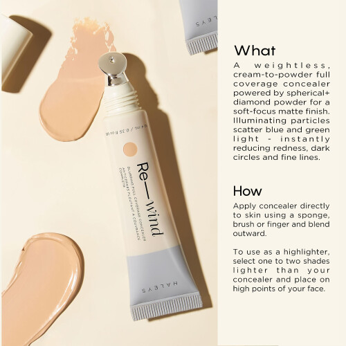 HALEYS Re-wind Blurring Full Coverage Concealer (Light/Medium - Warm), Μείωση ερυθρότητας, μαύρων κύκλων 1