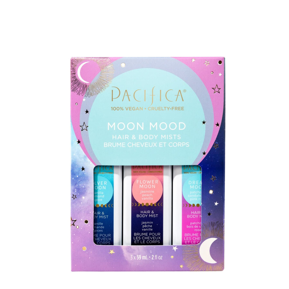 Pacifica Beauty | Moon Moods Hair Perfume & Body Spray Trial Set | Featuring Dream Moon Mini | 3 Scents | Fragrance Sampler Gift Set | Natural + Essen
