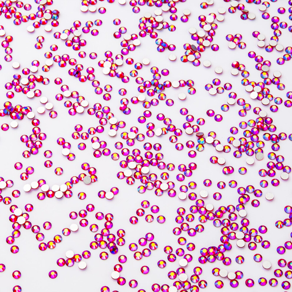 1440 PièCes De Strass En Cristal Ab Rouge à Dos Plat, Petites Pierres PréCieuses Pour Le Maquillage Des Ongles, Le Visage, L'artisanat, La DéCora-image