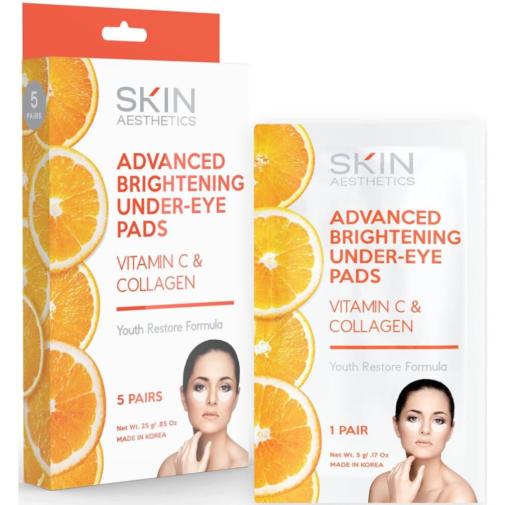 Hud Ã¦Stetik Skin Aesthetics Vitamin C & Collagen Under Eye Patches - Reduces Dark Circles Wrinkles & Crow's Feet Brightening - Dermatologist Tested Korean Skinc