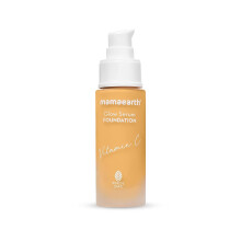 MaMaEarth Glow Serum Foundation - 02 Crme Glow Shade | med vitamin C & gurkemeje | Op til 12 timers opbygget dækning | Vandtæt og letvægt | 1,01