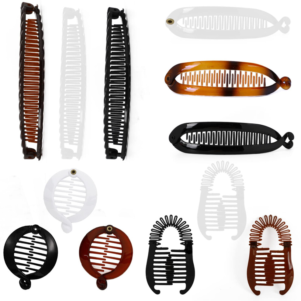 Gaprumi 12Pcs Banana Hair Clips Clincher Combs Large Vintage Double Comb Banana Clip With Braided Edge Fishtail Ponytail Holder Combs For Women Girls Thick