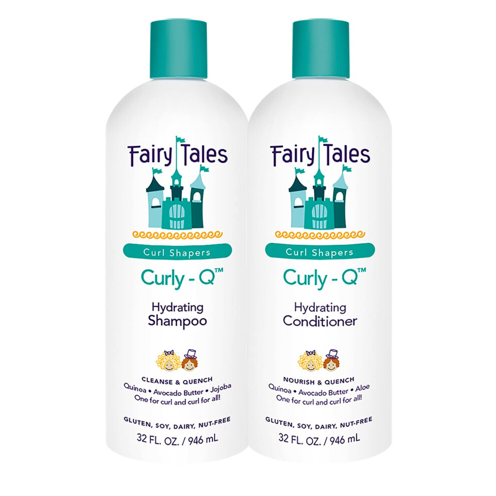 Fairy Tales Curly-Q Daily Hydrating Shampoo And Conditioner For Kids - 32Oz Curly Hair Set - Paraben Sulfate Gluten And Nut Free Sagor
