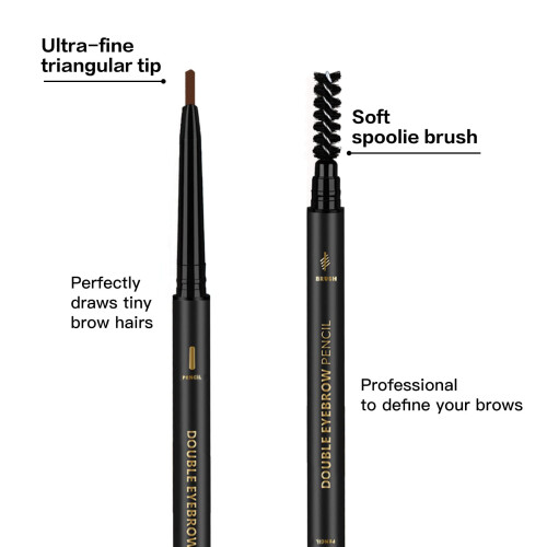 Crayon à Sourcils Waterproof Brun Foncé, Pointe Triangulaire avec Brosse Spoolie 2