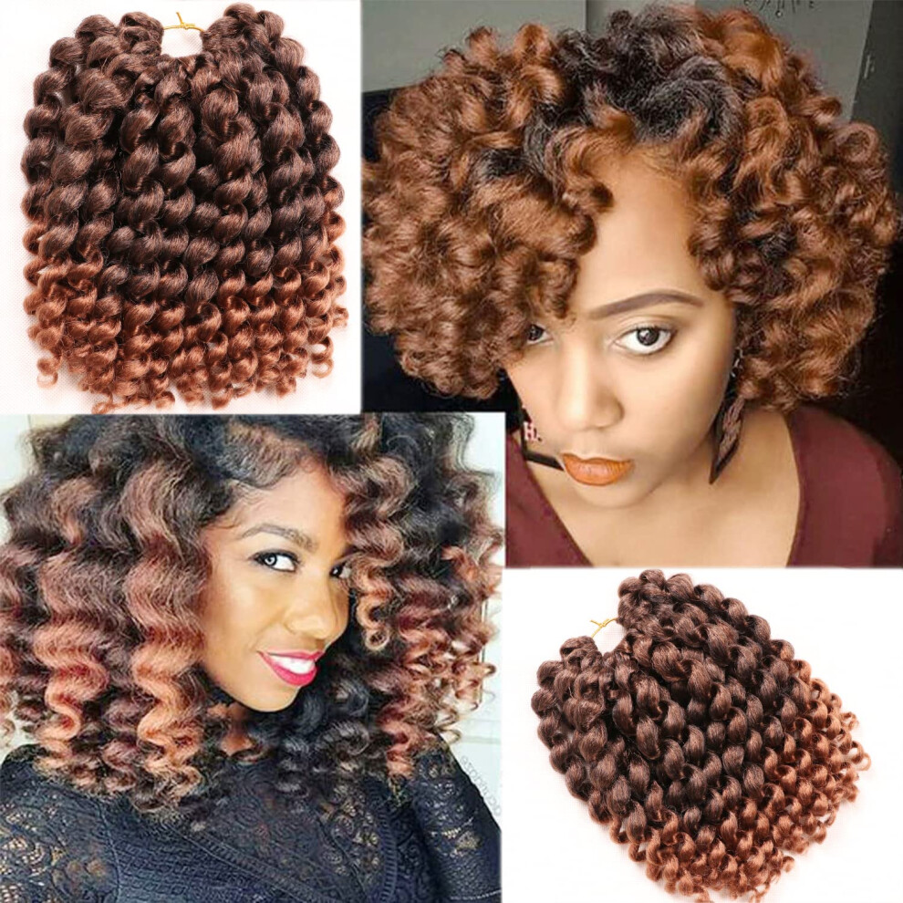 Kenkenten Unisex Not,Specified 10 Inch 22 Strands 4 Packs Jumpy Wand Curls Crochet Hair Jamaican Bounce Crochet Hair Curly Crochet Braids Curly Crochet Hair Crochet Braiding Hair (1