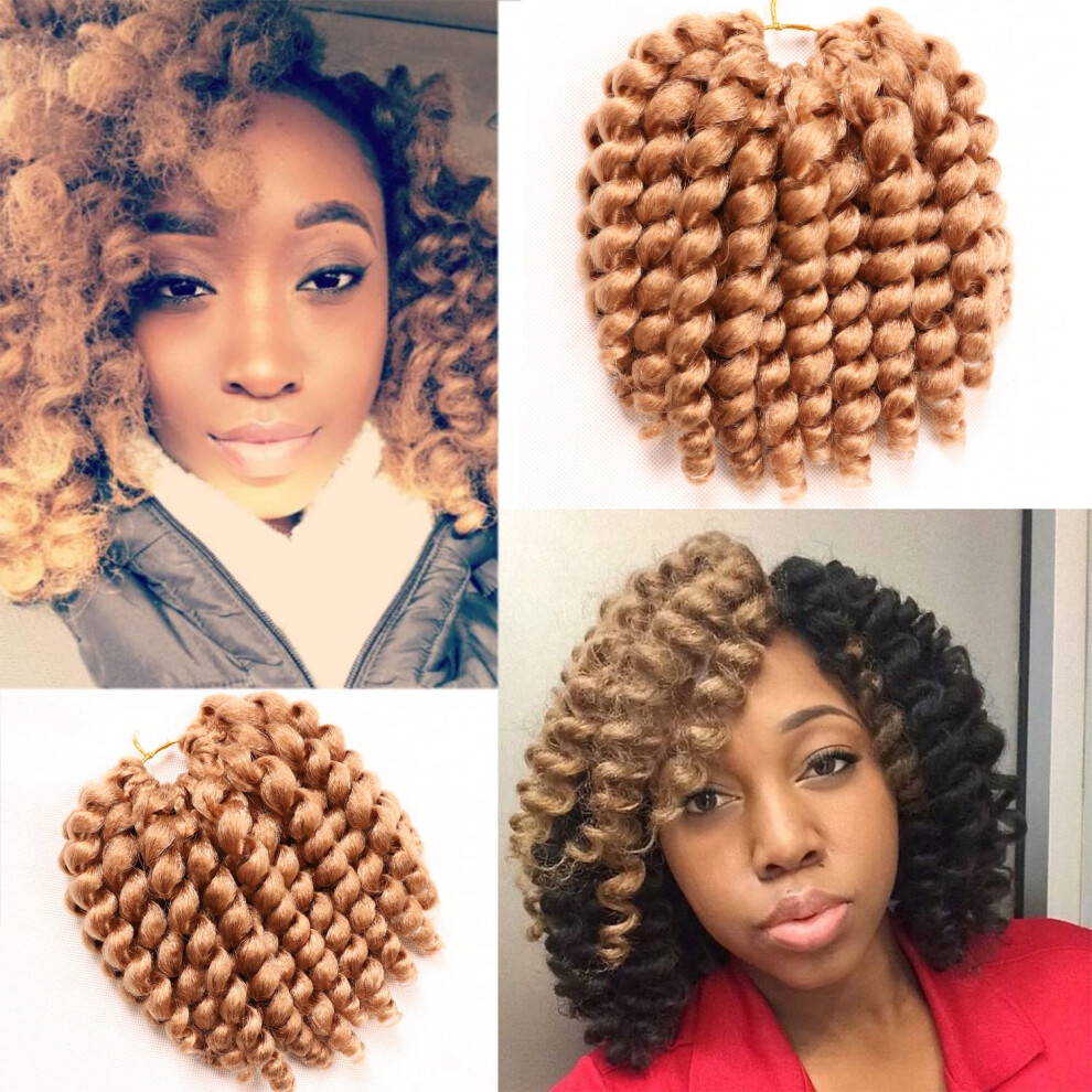 Kenkenten Unisex Not,Specified 8 Inch 22 Strands 4 Packs Jumpy Wand Curls Crochet Hair Jamaican Bounce Crochet Hair Curly Crochet Braids Curly Crochet Hair Crochet Braiding Hair (8