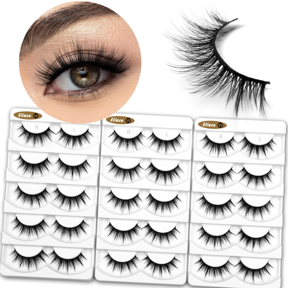Eliace Light False Eyelashes Wispy Faux Mink Eyelashes 3D Volume & Wispiness Lash Extension 14Mm Very & Comfortable Fake Eyelashes Reusable Eyelashes