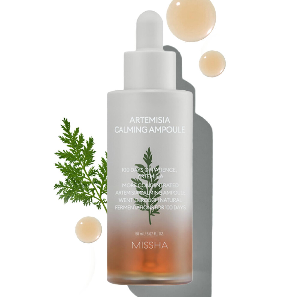 MISSHA Artemisia Calming Ampoule 1.69 Fl oz / 50ml - Face Serum for Sensitive Skin  Korean Skin Care with Double-Fermented Mugwort Extract  Soothes Re-image-OPC-PGMBQJD-NEW