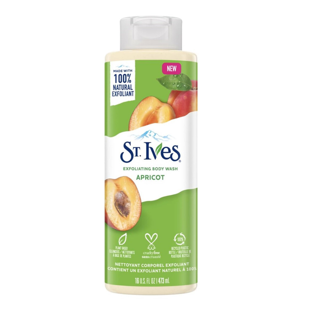 St. Ives Exfoliating Apricot Body Wash/Shower gel For Women| 100% Natural Extracts | Cruelty Free | Paraben Free |473ml  White
