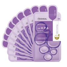 Mediheal Official Best No.1 Korean Sheet Mask - HPA Ampoule Face Mask 10 Sheets For Boosting Radiance Giving an Instant Glow with LHA PHA For All Ski