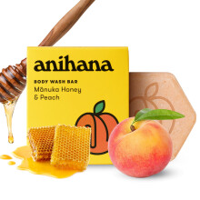 ANIHANA Body Wash Bar met kokosolie Zeepvrij Hydraterend Zacht, zacht Huidverzorging Verfrissend Manuka Honing & Perzikgeur 2,8 Oz