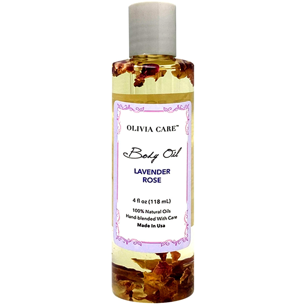 Olivia Care Body Oil Lavender Rose Vegan & Natural Perfume Oil For Women | Hydrating After Bath Oil- Infused With Vitamin E K & Omega Fatty Acids - R