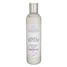 GLIMMER GODDESS Organic Body Lotion - Unscented Coconut Milk Moisturizes for Soft Silky Skin All Day 8 oz