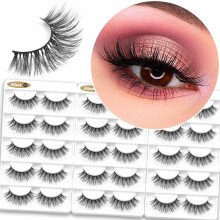 Wimpers Piekerige natuurlijke kattenwimpers Faux 3D Mink Lashes Luxe valse wimpers Natuurlijke look (13 mm) Volumineus en licht nepwimperspakket van