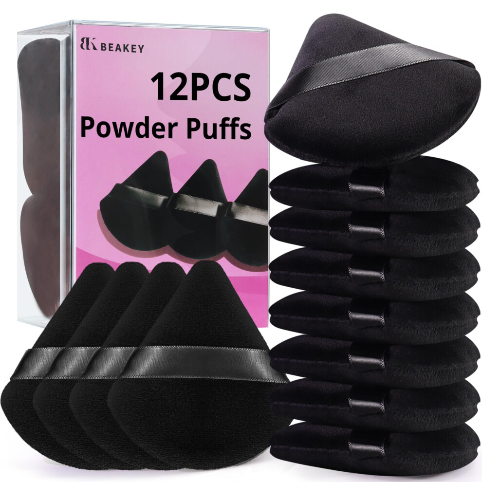 Beakey 12Pcs Powder Puffs For Face Powder Triangle Powder Puff For Loose And Cosmetic Foundation, Makeup Puff For Contouring, Cloud Kiss Beauty Makeup