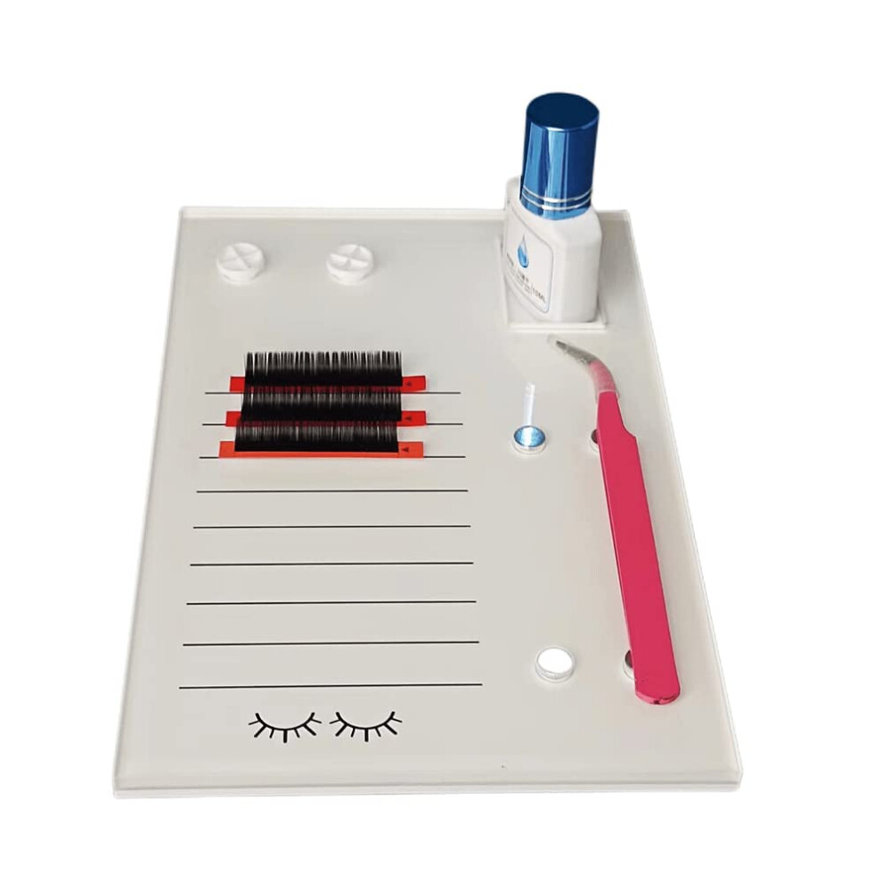 Liximmazn White Grafting False Eyelash Acrylic Extension Pallet Eyelash Extension Glue Tweezers Plate Pad Makeup Palette Individual Training Tools ( (7.87X5.12i