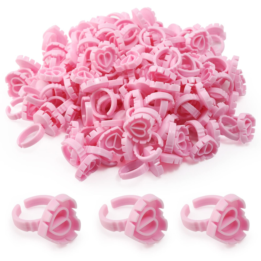 Autor Pink Glue Rings - Autdor 300Pcs Glue Rings For Eyelash Extensions Lash Glue Rings Pigment Ring Cups Lash Glue Holder For Lash Extension Supplies Makeu