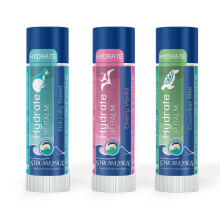 Stream2Sea Hydrate Lip Balm Set Cherry Vanilla Naturally Naked and Cucumber Mint Reef Safe Lip Balms Nourishing and Moisturizing Indoor Lip Balm Fo