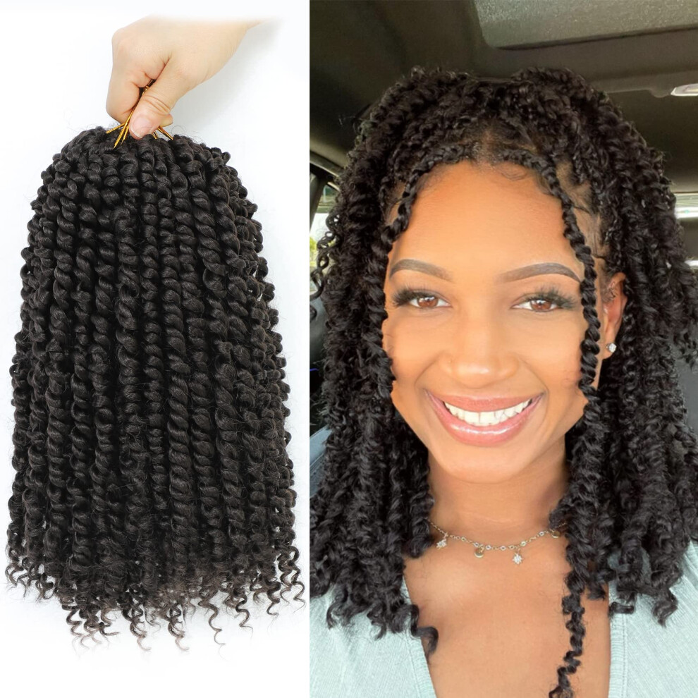 Stï¿½Djepunkt Unisex Black Fulcrum Passion Twist Hair 10 Inch 8 Packs Pre-Twisted Passion Twist Crochet Hair For Women Soft Passion Twist Curly Crochet Hair Pre Looped