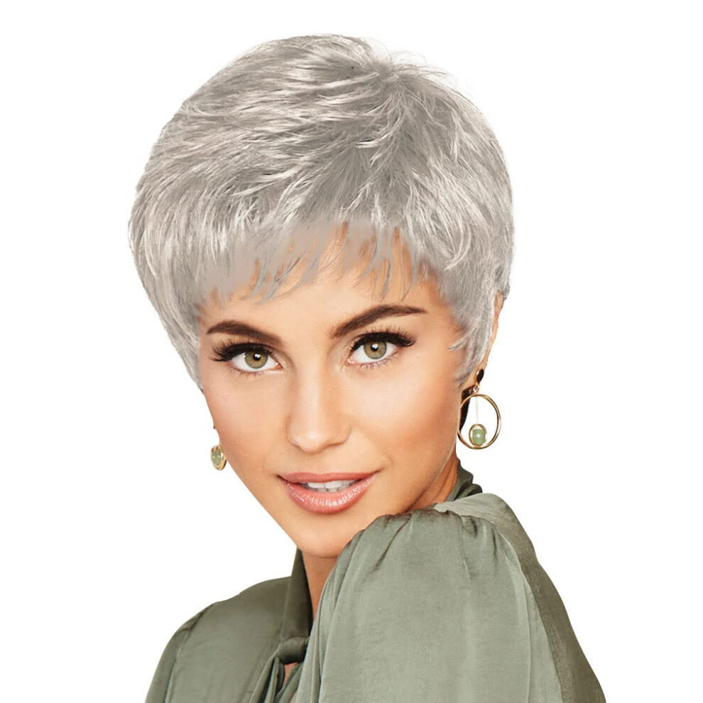 Hair U Wear Raquel Welch Collection Winner Short Pixie Tapered Wig Average Size Cap R60 White Mist