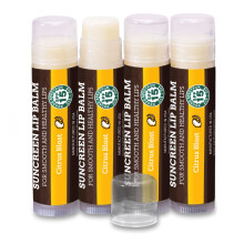 SPF Lip Balm 4-Pack by Earth's Daughter - Lip Sunscreen SPF 15 Organic Ingredients Citrus Flavor Beeswax Coconut Oil Vitamin E - Hypoallergenic
