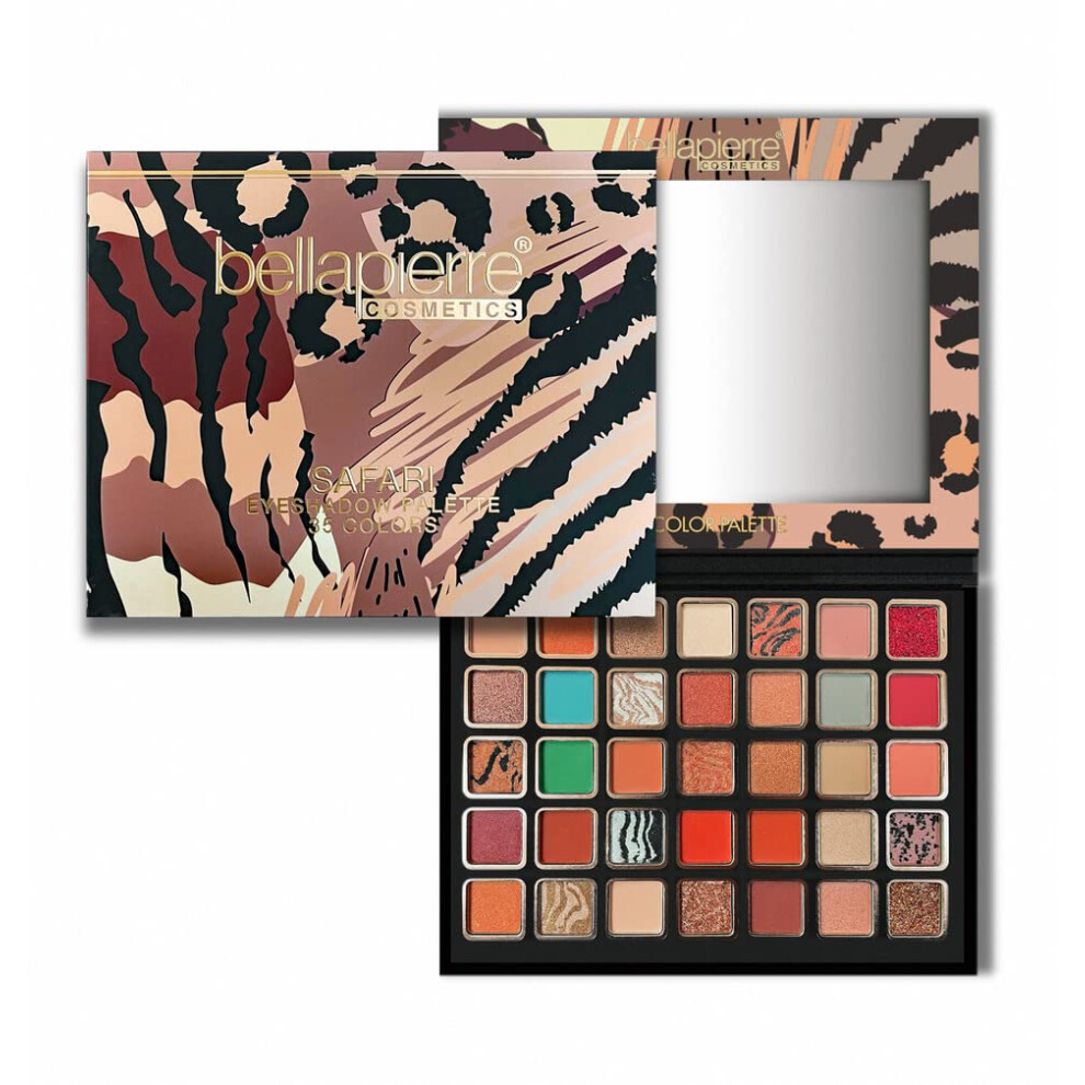 Bellapierre Safari Eyeshadow Palette | 35 Shades In Matte Satin Shimmer & Foil Finishes | Non-Toxic & Paraben Free | Vegan & Cruelty Free
