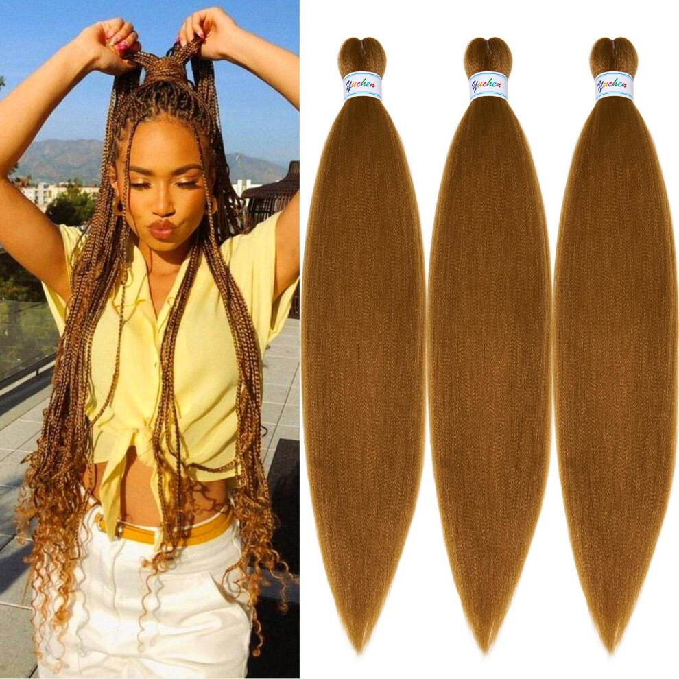Ai Yuchen Unisex Not,Specified 27 Honey Blonde Braiding Hair Pre Stretched Prestretched Braiding Hair Kanekalon 26 Inch Synthetic Hair For Braiding Box Braids Crochet Knotless Micro