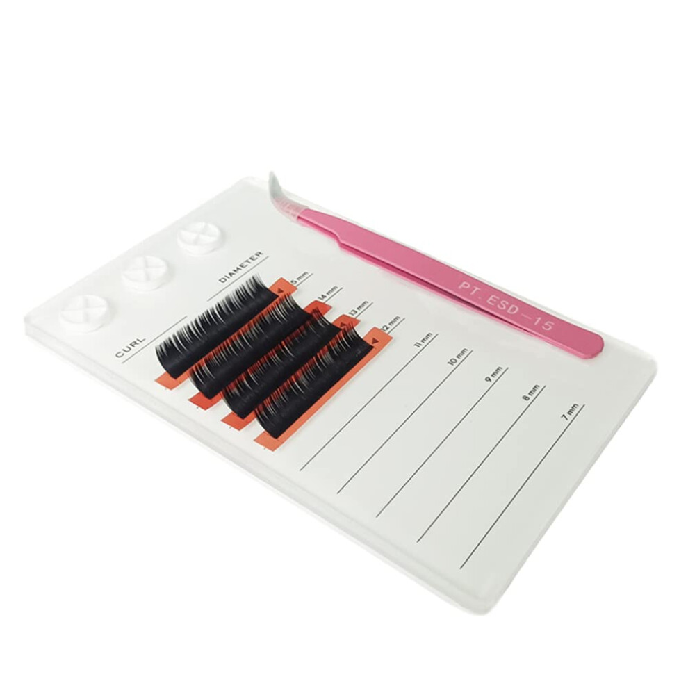 Limmazn White Acrylic Eyelash Extension Eye Lash Pallet Tool, Grafting False Eyelash Organizer Extension Pad Lash Tray Gasket Adhesive Glue Holder ( With Scale