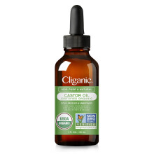 Cliganic Organic Castor Oil 100% Pure (1oz Glass Bottle with Eyelash Kit) - For Eyelashes Eyebrows Hair & Skin