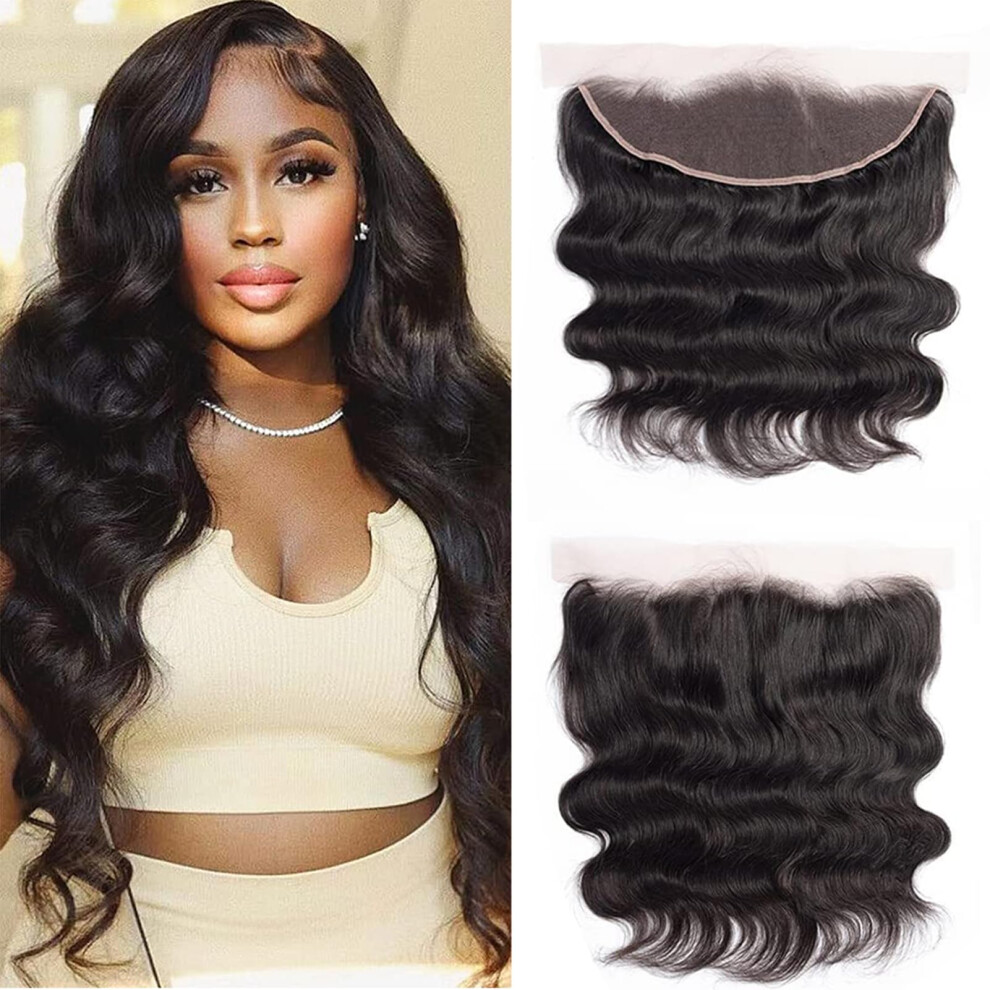 Kongeligt Indtryk Unisex Body Wave 13X4 Ear To Ear Lace Frontal Closure 100% Unprocessed Brazilian Virgin Human Hair Lace Frontal Closure Bleached Knots 180% Density Pre Pluck