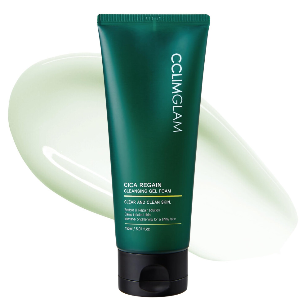 Cclimglam Cica Regain Cleansing Gel Foam 150Ml(5.07Fl.oz) Vegan Mild Skin Barrier Cleanser For Sensitive Skin Pore And Sebum Care Calming Soothing
