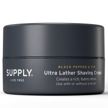 SUPPLY Ultra Schuimende Scheercr?e Zwarte Peper & Vijg - Hypoallergene formule voor mannen - Pot van 3,4 Oz - Kalmeert en beschermt natuurlijk tegen