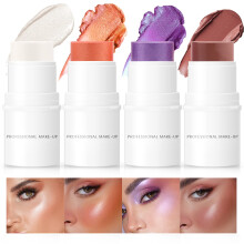 HOSAILY 4 farver Cream Blush Highlighter Contour Blush Stick Creamy Cosmetics Stick S?t 4 i 1 Vandt?t og langtidsholdbar Bronze Stick Moisturizer