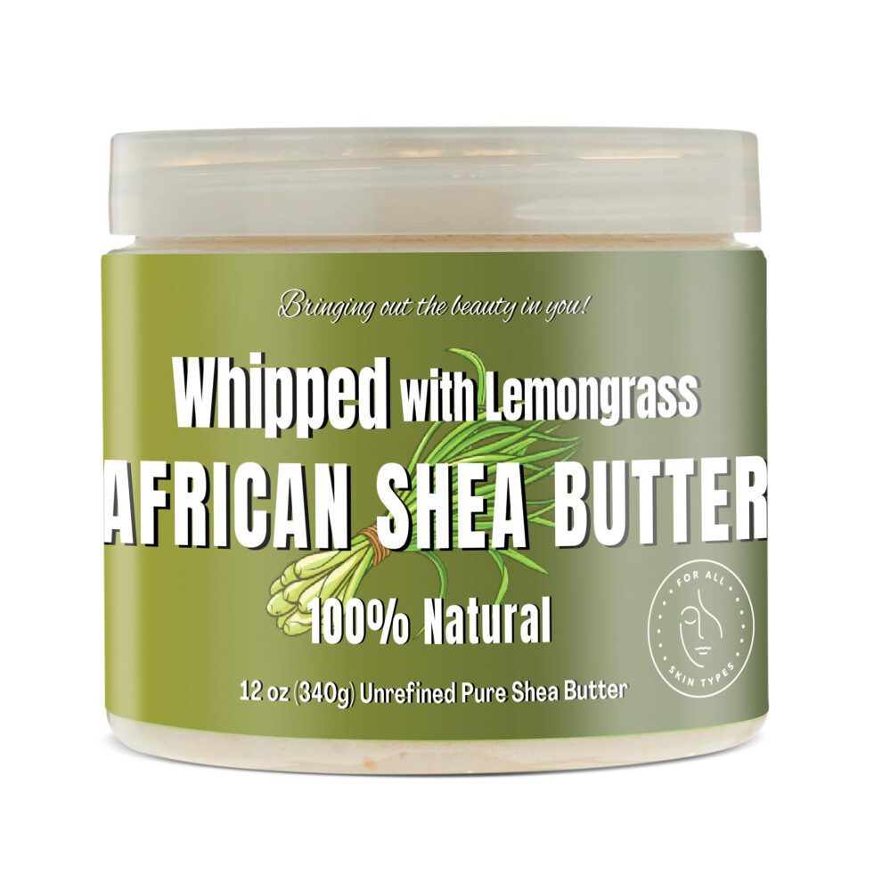 Ra Cosmetics Whipped Shea Butter Lemongrass - 100% Pure And Natural African Shea Butter - Handcrafted Moisturizer With Essential Vitamins For Radiant