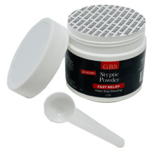 G.B.S Styptic Powder with Sealed Top + Scoop Quick Stop Bleeding Nick Relief First Aid Useful for Minor Cuts Nosebleeds Camping Safety Surviva
