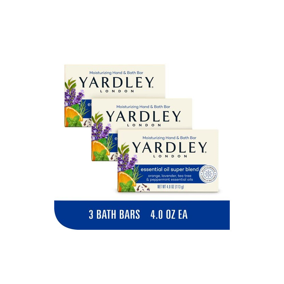 Yardley London Essential Oil Super Blend Soap (orange  lavender  tea tree  peppermint oils)  3-Bars  3 x 4 oz