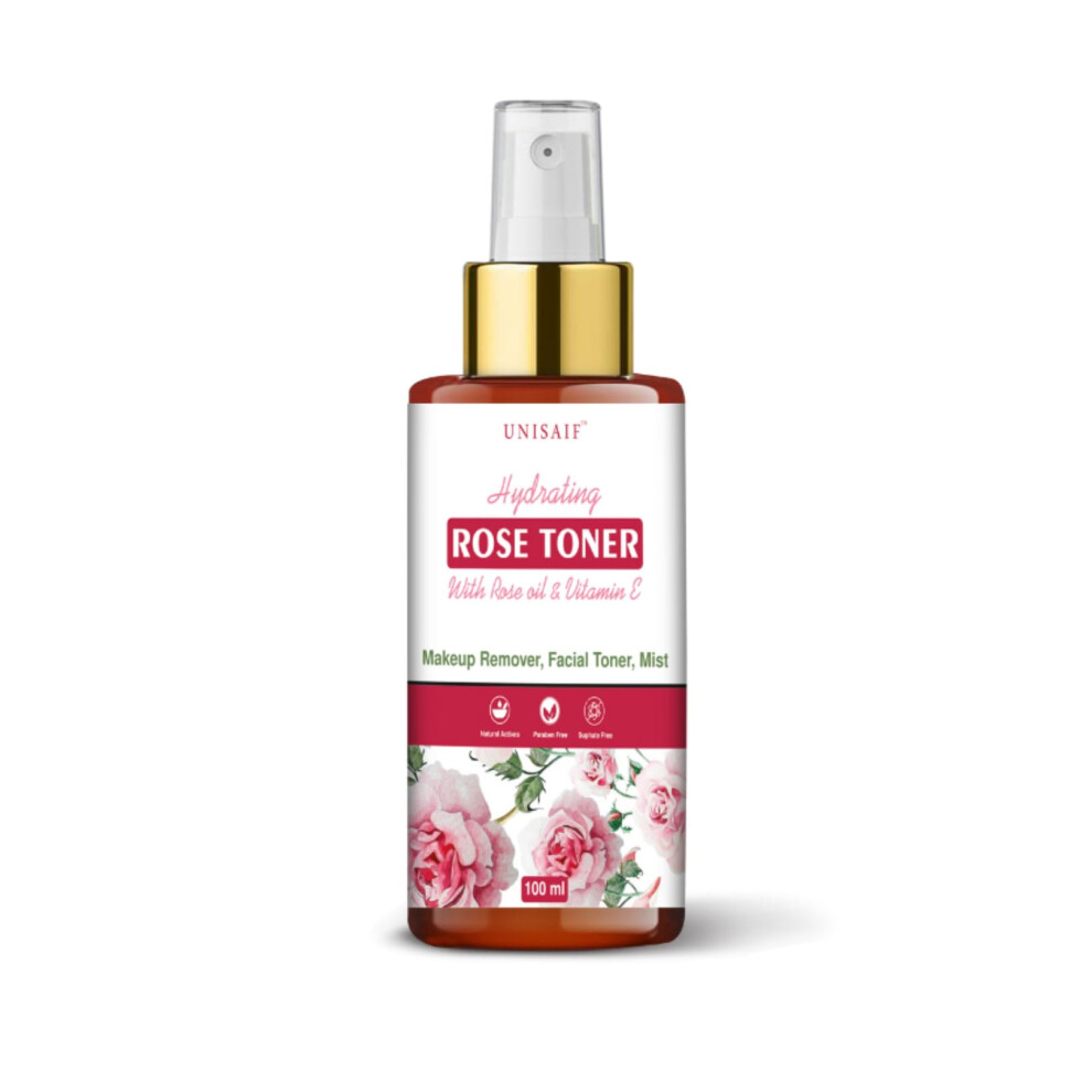 Unisaif Rose Hydrating Toner & Facial Mist With Rose Oil | Unclog Pores | Makeup Removal | Facial Toner For Acne Prone Skin (100 Ml)