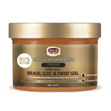 African Pride Black Castor Miracle Extra Hold Braid Loc Twist Gel - Tames Frizz & Controls Edges No Parabens No Sulfates No Mineral Oil No Petro