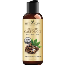 Handcraft Blends Organic Castor Oil - 4 Fl Oz - 100% Pure and Natural - Premium Grade Oil for Hair Growth Eyelashes and Eyebrows - Carrier Oil - Hai