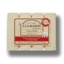 A LA MAISON Goat Milk Bar Soap - Triple French Milled Natural Moisturizing Hand Soap Bar (4 Bars of Soap 3.5 oz)