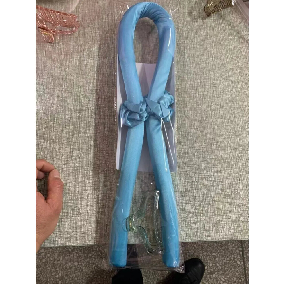Blue (Blue) Woman Heatless Curling Headband Hair Curlers