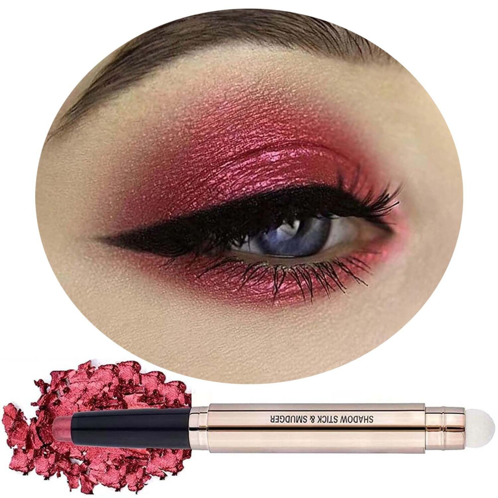 Mã¥ Foltren Rose Red Eyeshadow Stick Cream Smooth Glitter Eyeshadow Pencil Crayon Hypoallergenic Waterproof Long Lasting Shimmer Eye Shadow Pen Multi-Dimensiona