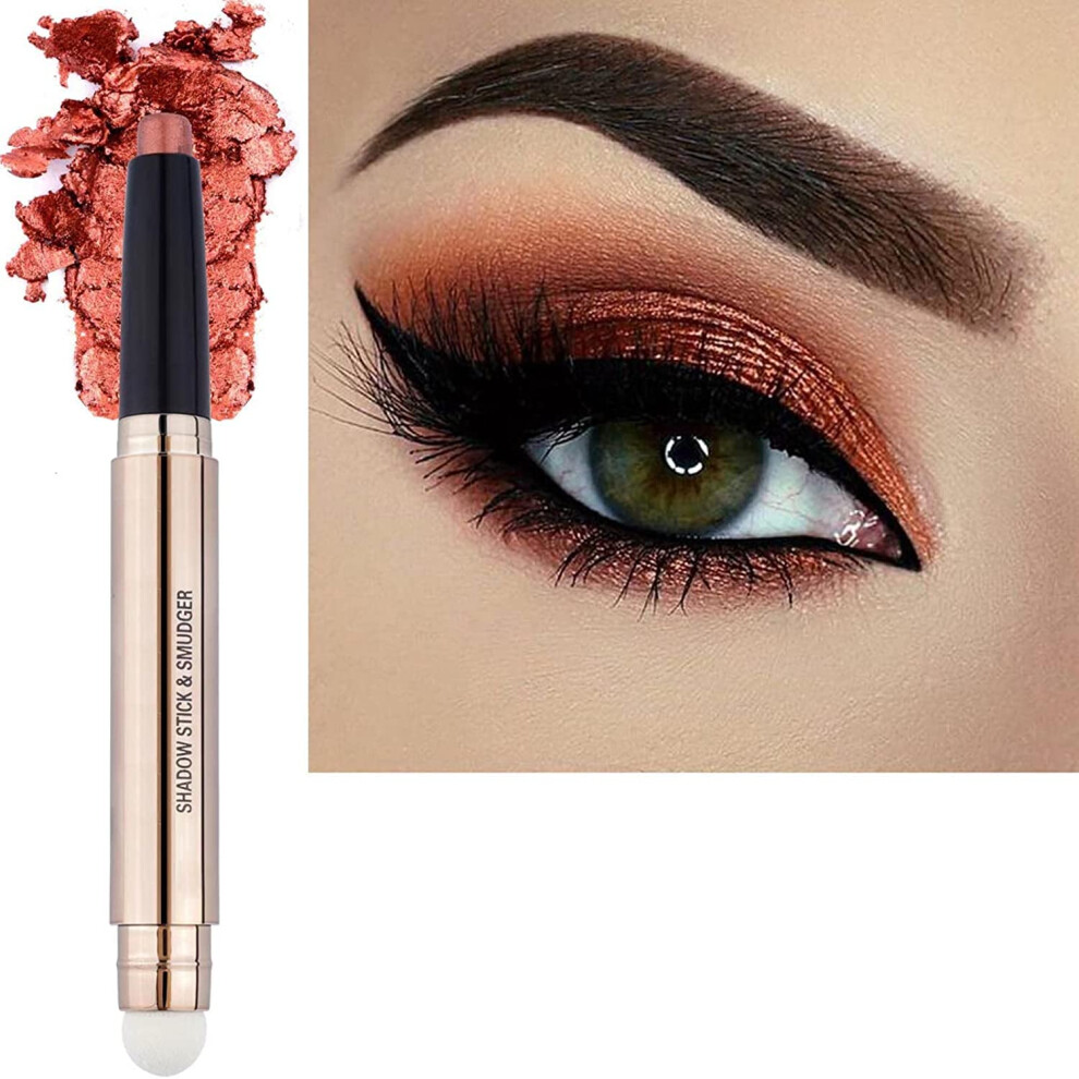 Mã¥ Foltren 2 In 1 Orange Copper Eyeshadow Pencil Cream Smooth Shimmer Eyeshadow Stick Crayon Hypoallergenic Multi-Dimensional Waterproof Long Lasting Eye Shado